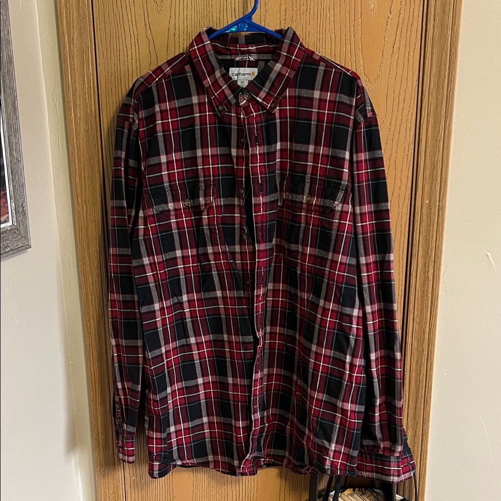 Carhartt Red and Black Plaid Button Down Shirt